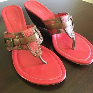 Cole Haan wedges in red and tan leather